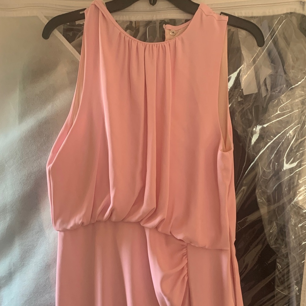Zara Soft Pink Draped Midi Dress